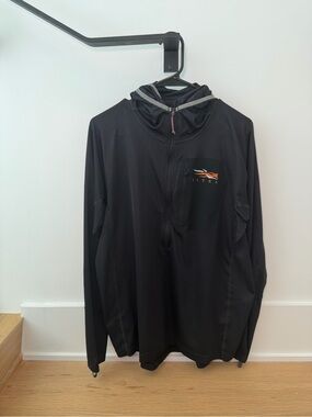 Sitka Men’s Core Lightweight Hoodie Black Quarter-Zip Pullover Large